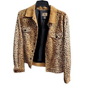 Rafaella Sport Leopard Animal Print Jacket Soft Material Long Sleeves size 4